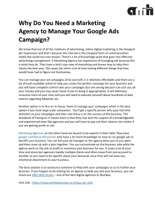 Why Do You Need A Marketing Agency To Manage Your Google Ads Campaign