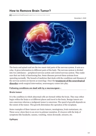 how to remove brain tumor