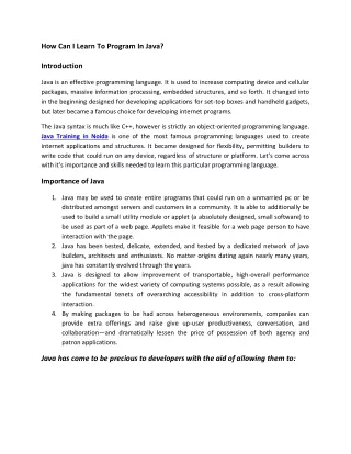 how can i learn to program in java introduction