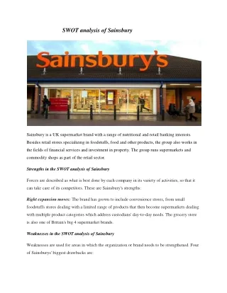 SWOT analysis of Sainsbury