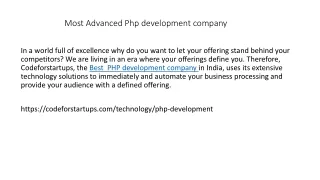 most advanced php development company