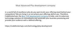 Most Advanced Php development company