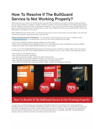 how to resolve if the bullguard service