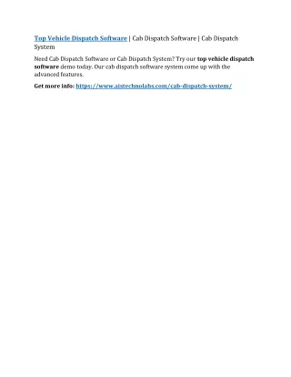 top vehicle dispatch software cab dispatch