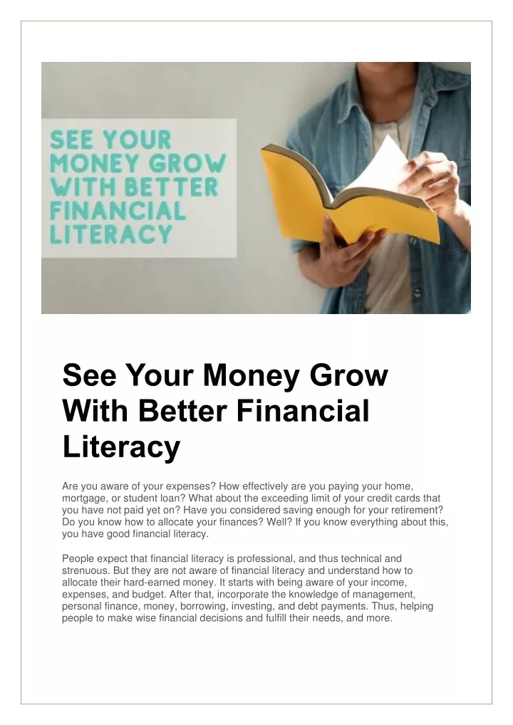 see your money grow with better financial literacy