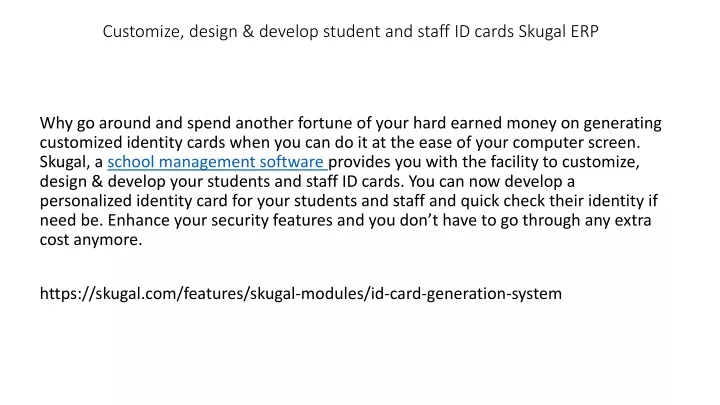 customize design develop student and staff id cards skugal erp