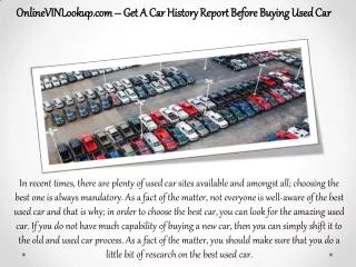 OnlineVINLookup.com – Get A Car History Report Before Buying Used Car