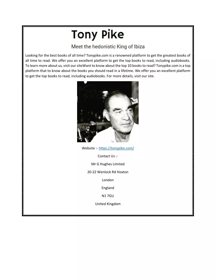 looking for the best books of all time tonypike