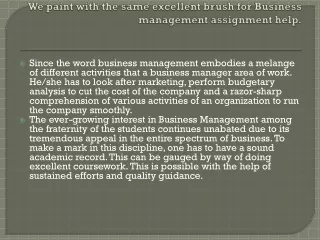 we paint with the same excellent brush for business management assignment help