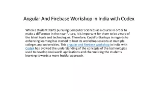 angular and firebase workshop in india with codex