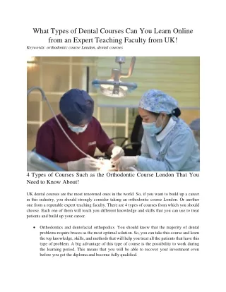 what types of dental courses can you learn online