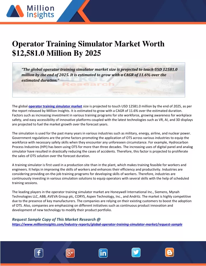 operator training simulator market worth