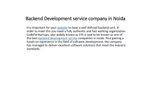 backend development service company in noida