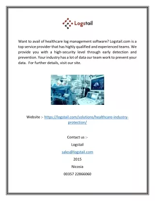 Healthcare Industry Log Management Software Provider | Logstail.com