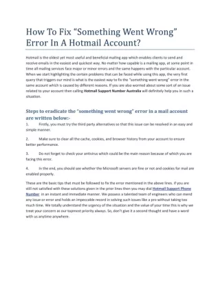 How To Fix “Something Went Wrong” Error In A Hotmail Account?
