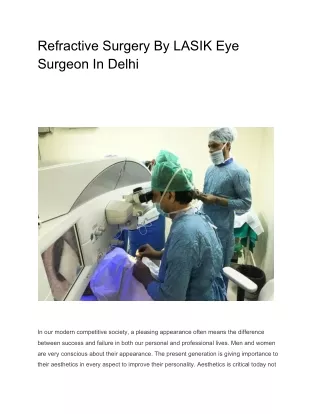 Refractive Surgery By LASIK Eye Surgeon In Delhi