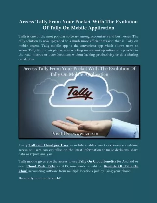 access tally from your pocket with the evolution