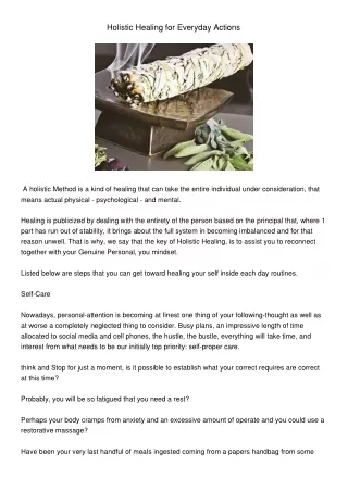 holistic healing for everyday actions