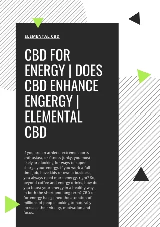 CBD For Energy | Does CBD Enhance Engergy | Elemental CBD