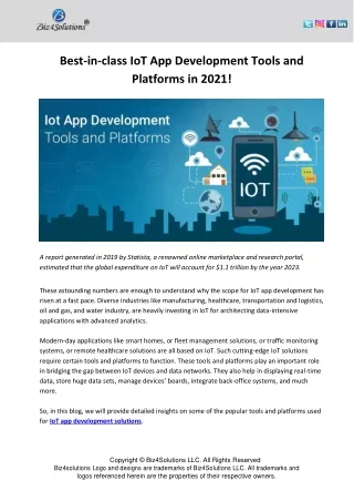 best in class iot app development tools
