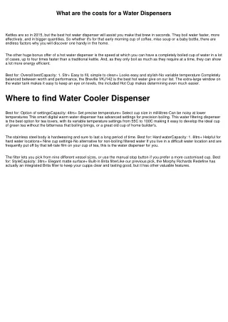 what are the costs for a water dispensers