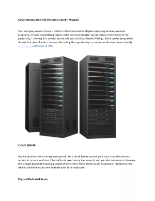 Server Rentals Aren't All the Same (Cloud   Physical)