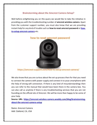 brainstorming about the amcrest camera setup