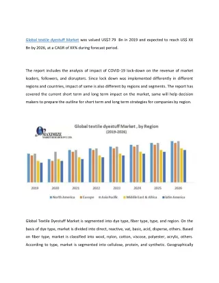 global textile dyestuff market was valued