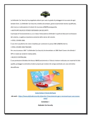 la defender car security ha progettato allarmi