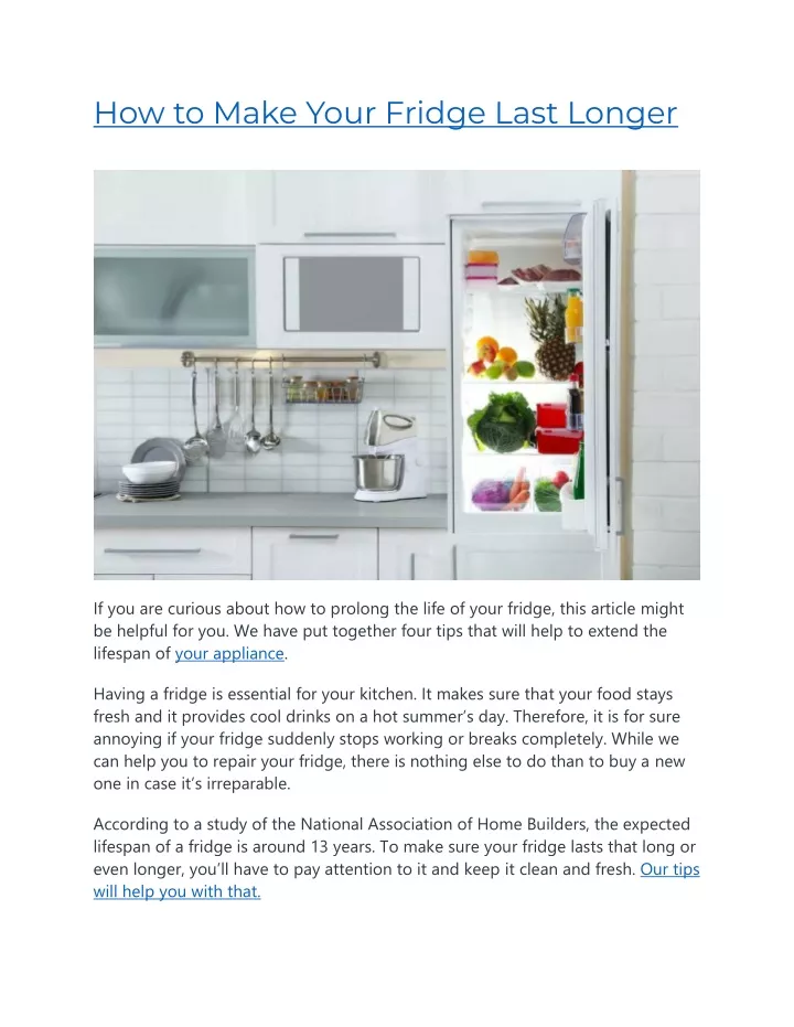 how to make your fridge last longer