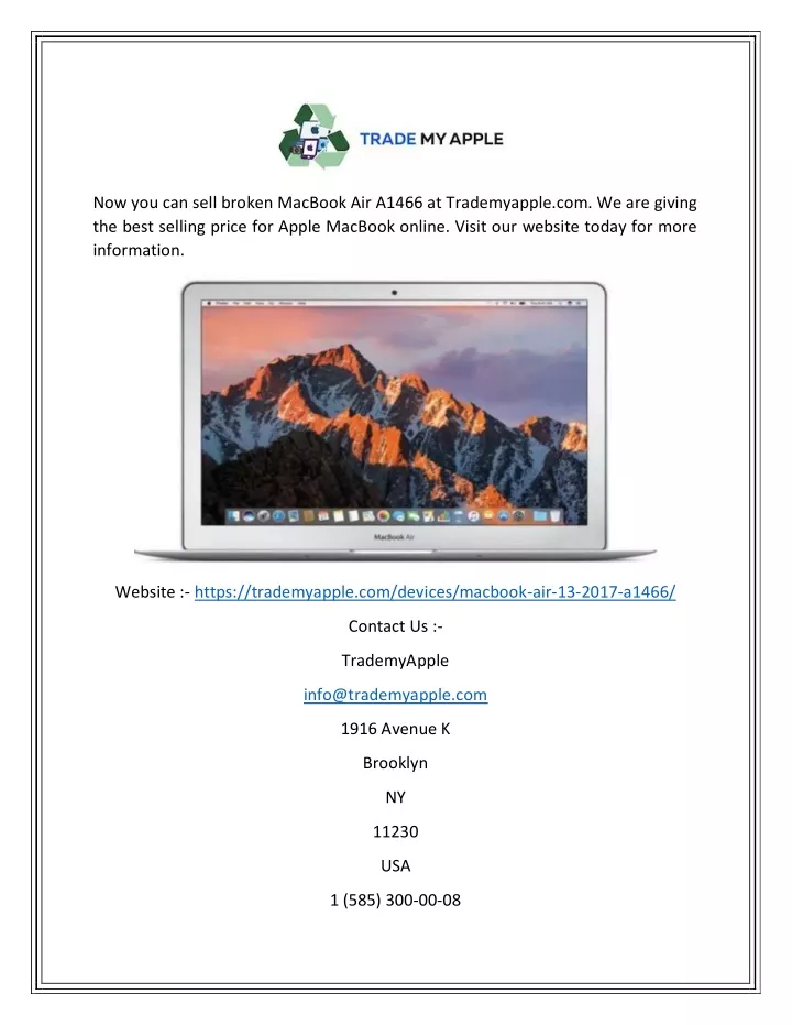 now you can sell broken macbook air a1466