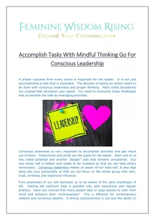 Accomplish Tasks With Mindful Thinking Go For Conscious Leadership