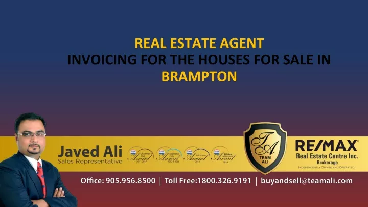 real estate agent invoicing for the houses for sale in brampton