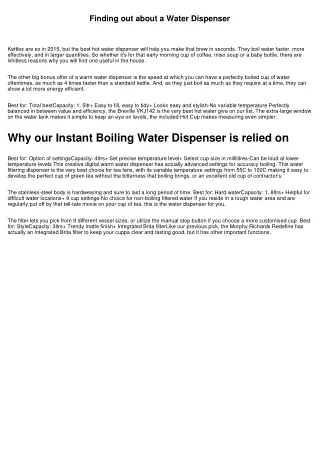 finding out about a water dispenser