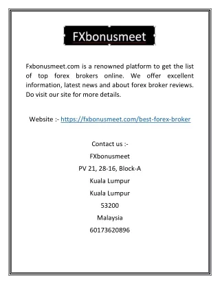 Top Forex Brokers Online | Fxbonusmeet.com