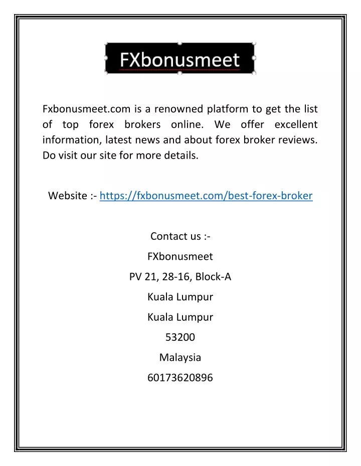 fxbonusmeet com is a renowned platform