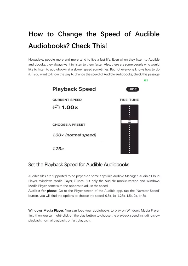 how to change the speed of audible