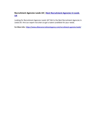 recruitment agencies leeds uk best recruitment
