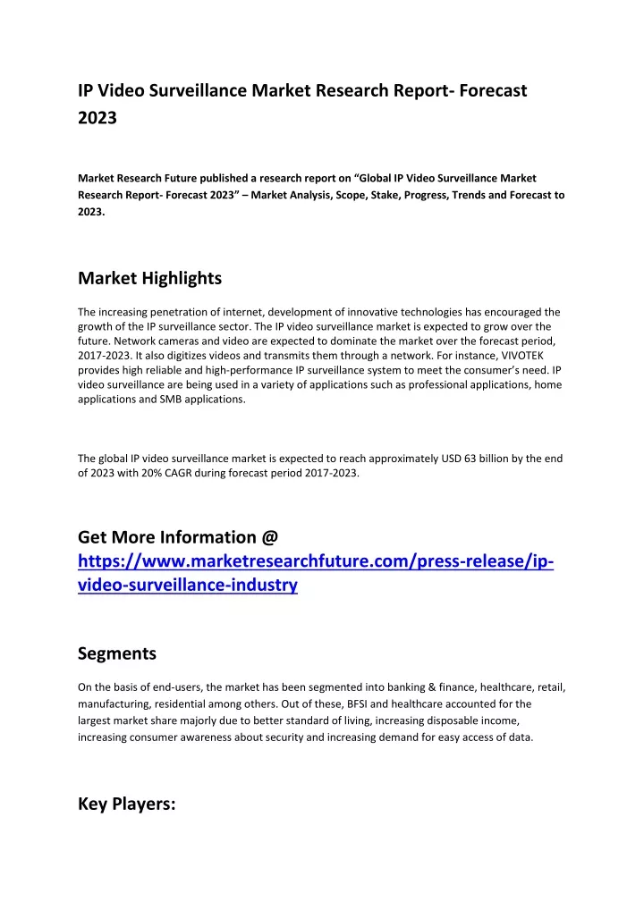 ip video surveillance market research report