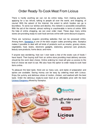 order ready to cook meat from licious