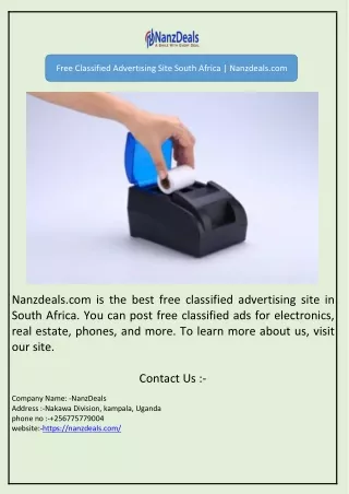 Free Classified Advertising Site South Africa | Nanzdeals.com