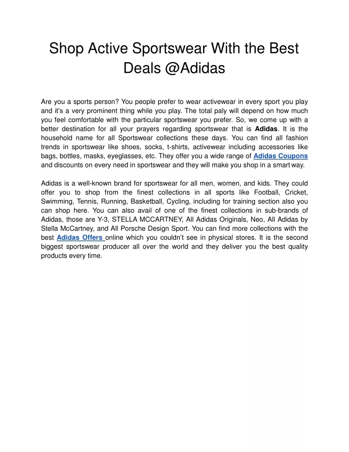 shop active sportswear with the best deals @adidas