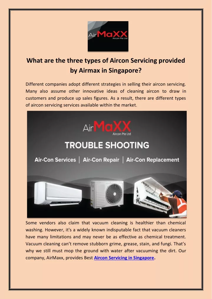 what are the three types of aircon servicing