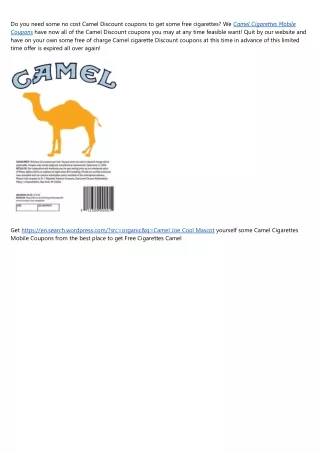 Free Coupons For Camel Cigarettes