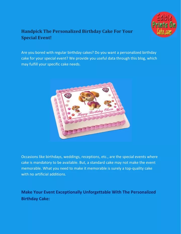 handpick the personalized birthday cake for your