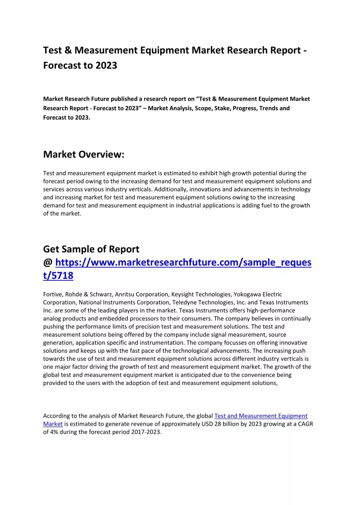 test measurement equipment market research report