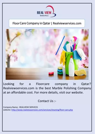 Floor Care Company in Qatar | Realviewservices.com