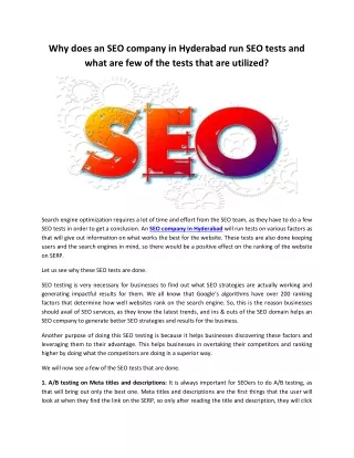 why does an seo company in hyderabad