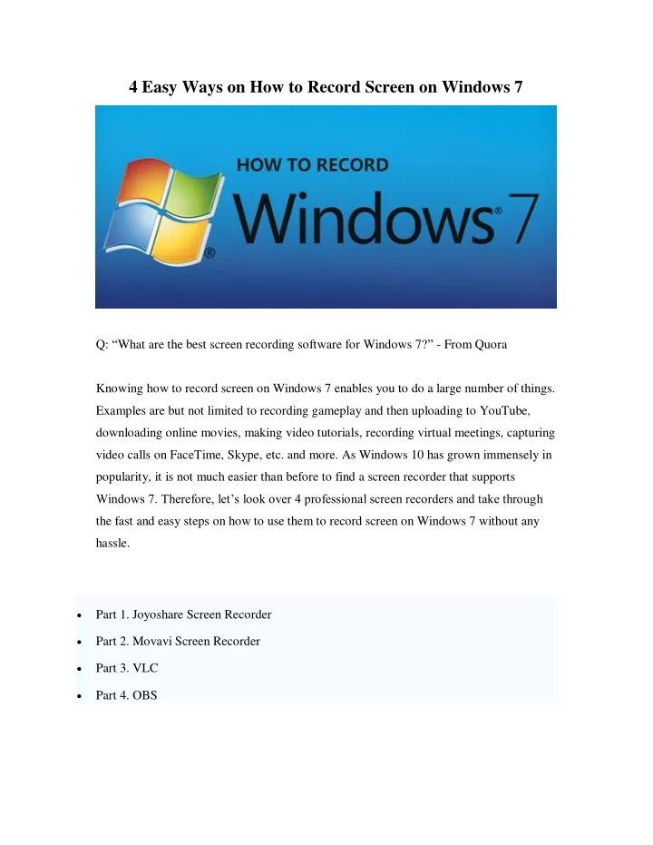 4 easy ways on how to record screen on windows 7