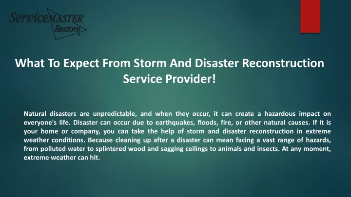 what to expect from storm and disaster